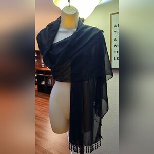 Bella Blue Sheer Black Wrap with Beads